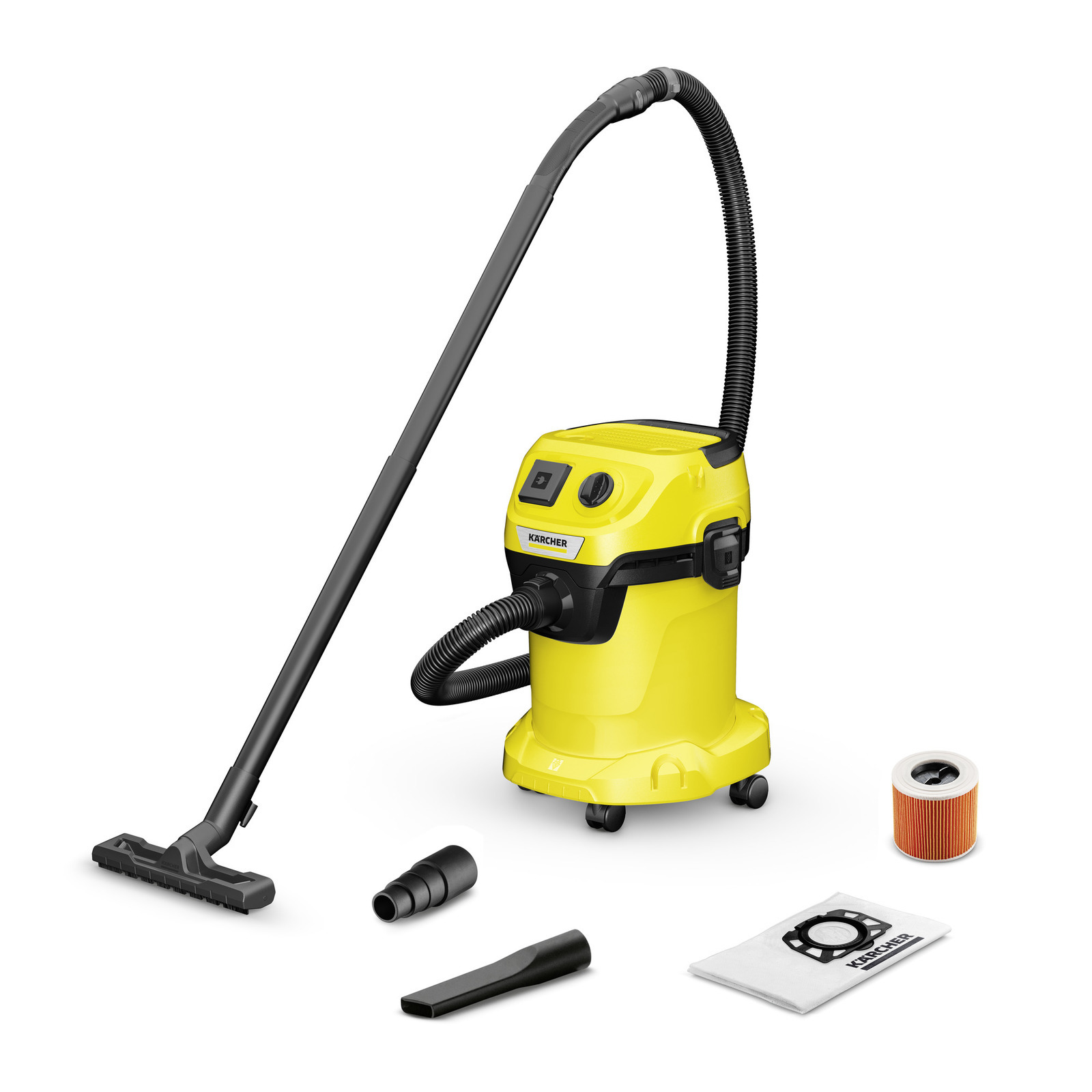 Хозяйственный пылесос Karcher WD 3 P V-17/4/20 с розеткой для  электроинструмента, 1000 Вт, бак 17 л