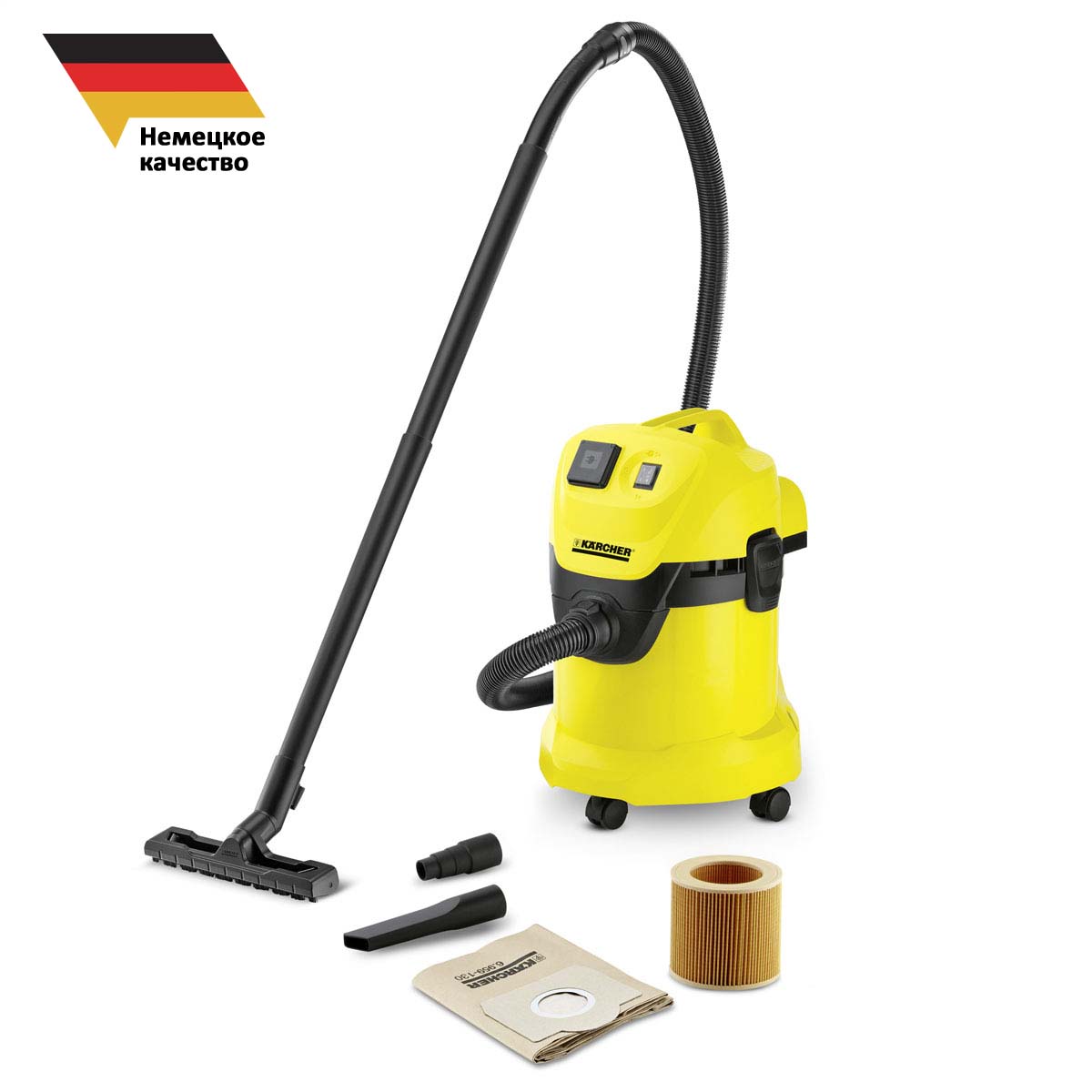 Karcher WD 3 P - хозяйственный пылесос для уборки на даче, в гараже, чистки  салона автомобиля и т.п.